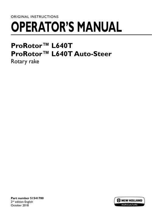 Product picture NEW HOLLAND PROROTOR TM ROTARY RAKE OPERATORS MANUAL #2