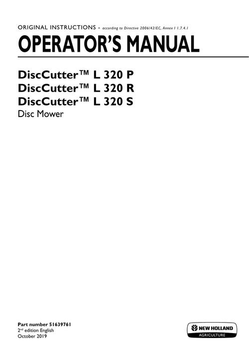 Product picture NEW HOLLAND DISCCUTTER PTM L DISC MOWER OPERATORS MANUAL #1