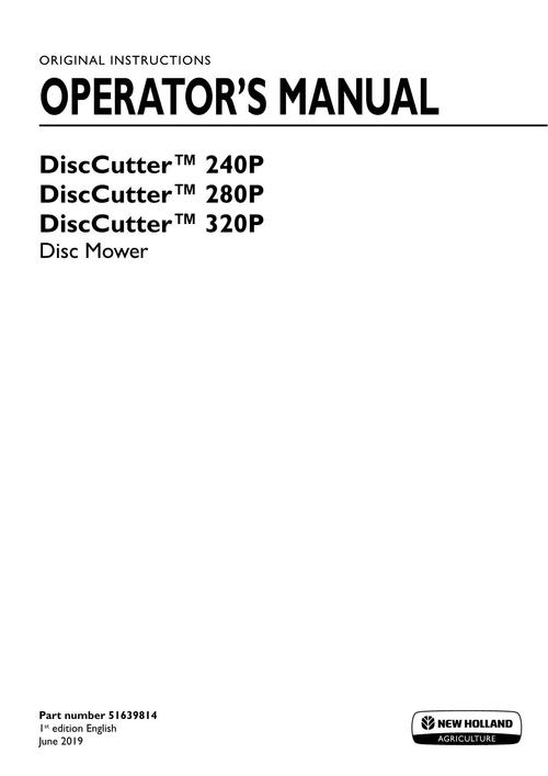 Product picture NEW HOLLAND DISCCUTTER 240PTM DISC MOWER OPERATORS MANUAL