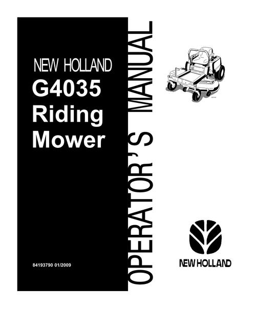 Product picture NEW HOLLAND G4035 RIDING MOWER OPERATORS MANUAL
