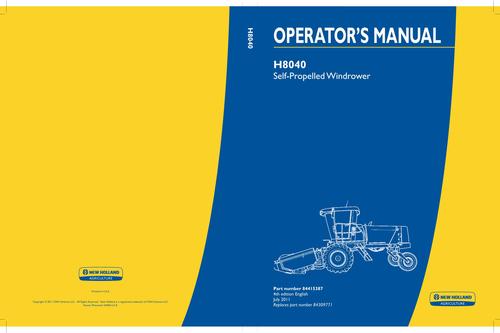 Product picture NEW HOLLAND H8060 SELF-PROPELLED WINDROVER OPERATORS MANUAL #1