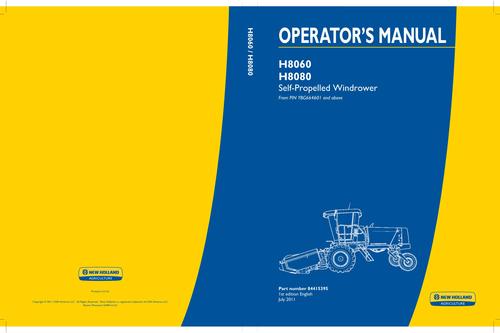 Product picture NEW HOLLAND H8040 SELF-PROPELLED WINDROVER OPERATORS MANUAL #2