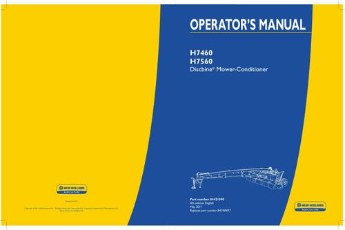 Product picture NEW HOLLAND H7460 DISK MOWER - CONDITIONER OPERATORS MANUAL