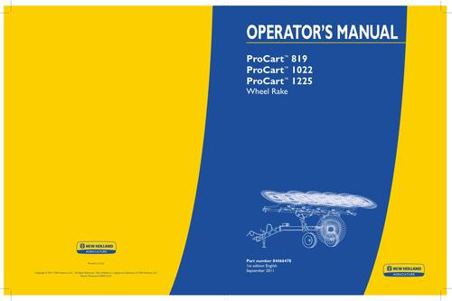 Product picture NEW HOLLAND PROCART 819 1022 WHEEL RAKE OPERATORS MANUAL #1
