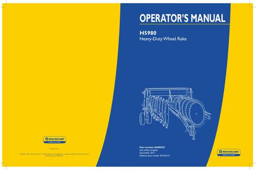 Product picture NEW HOLLAND H5980 HEAVY-DUTY WHEEL RAKE OPERATORS MANUAL