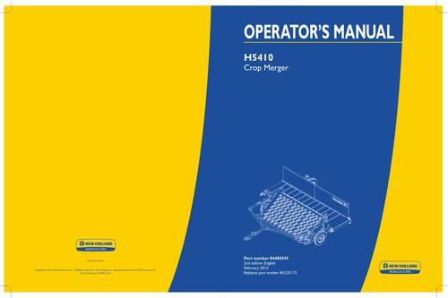 Product picture NEW HOLLAND H5410 CROP MERGER OPERATORS MANUAL
