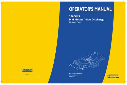 Product picture NEW HOLLAND 260GMS MID MOUNT MOWER DECK OPERATORS MANUAL