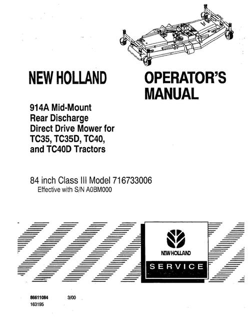 Product picture NEW HOLLAND TC35 TC35D TC40AND DRIVE MOWER OPERATORS MANUAL