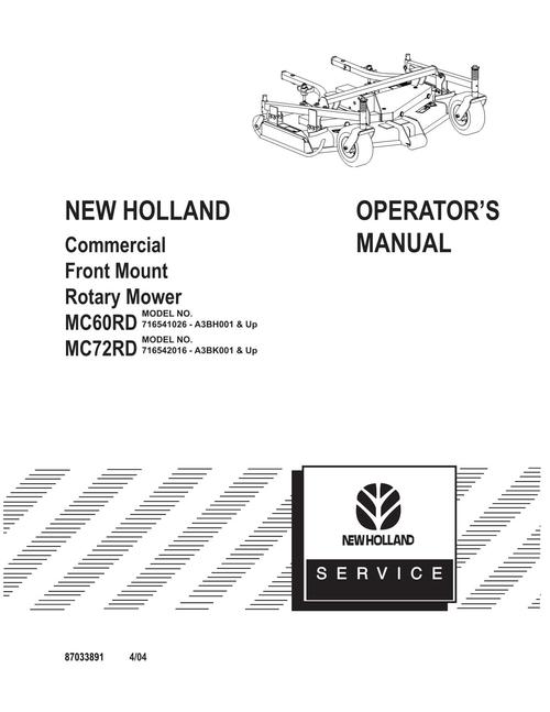 Product picture NEW HOLLAND MC60RD MC72RD ROTARY MOWER OPERATORS MANUAL #1