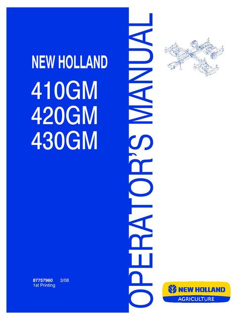 Product picture NEW HOLLAND 410GM 420GM 430GM HAY TOOLS OPERATORS MANUAL