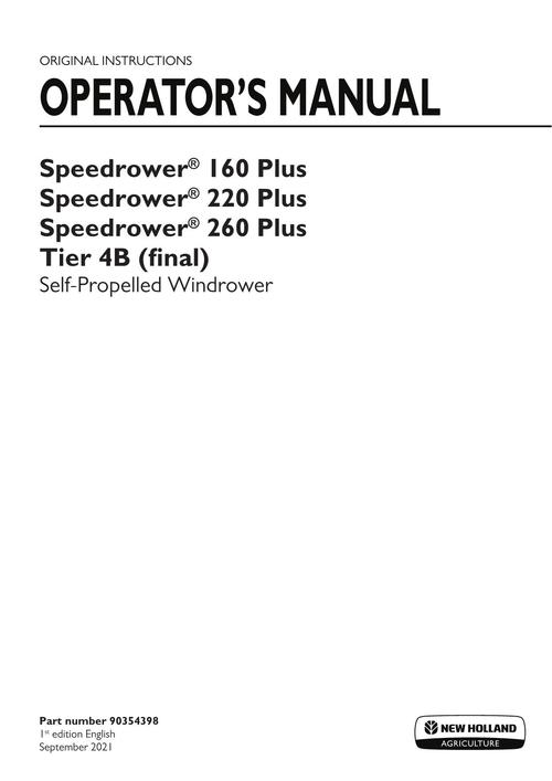Product picture NEW HOLLAND SPEEDROWER SELF-PROPELLED WINDROVER OPERATORS MANUAL