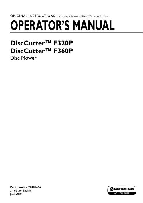 Product picture NEW HOLLAND DISCCUTTER TM F320P TM MOWER OPERATORS MANUAL