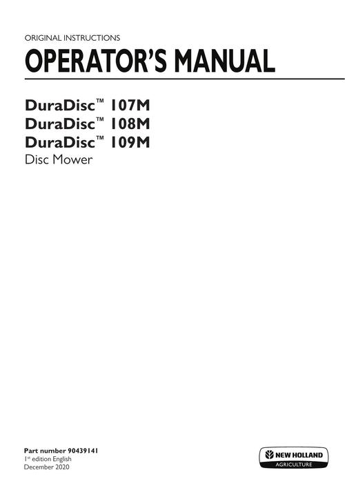Product picture NEW HOLLAND DURADISC 107M DISC MOWER OPERATORS MANUAL #1