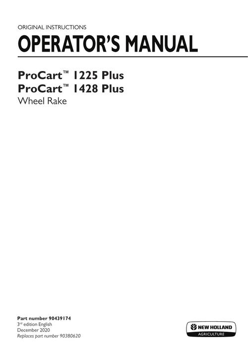 Product picture NEW HOLLAND PROCART 1225 PLUS WHEEL RAKE OPERATORS MANUAL