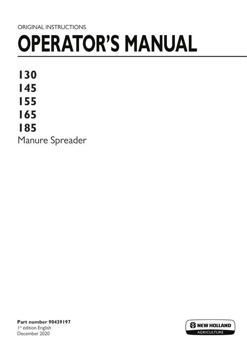 Product picture NEW HOLLAND 130 145 155 165 185 SPREADER OPERATORS MANUAL