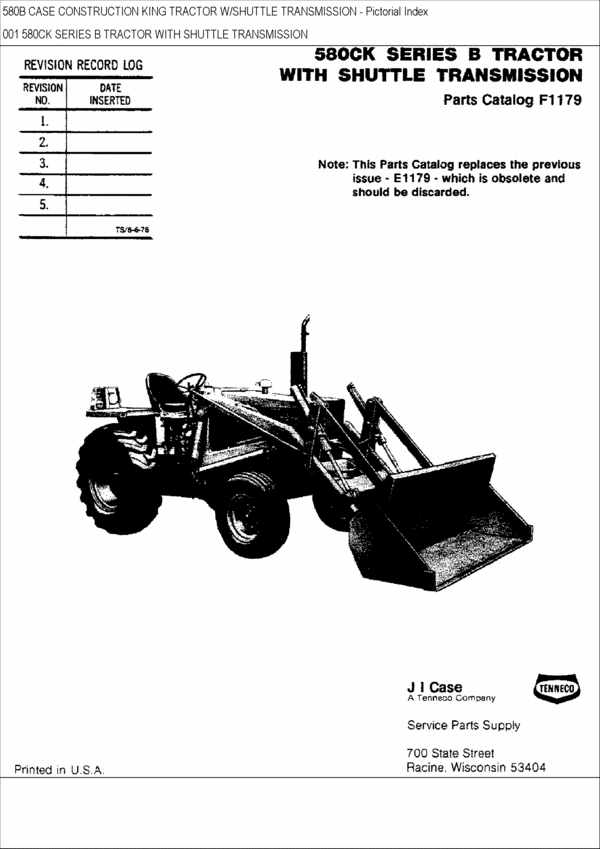 Product picture CASE 580B CK WHEEL TRACTOR PARTS CATALOG MANUAL