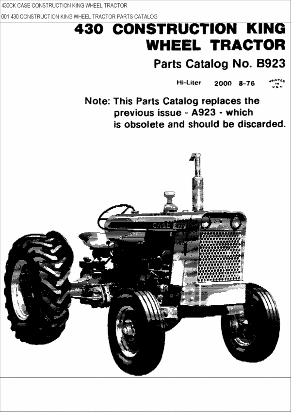 Product picture CASE 430CK WHEEL TRACTOR PARTS CATALOG MANUAL